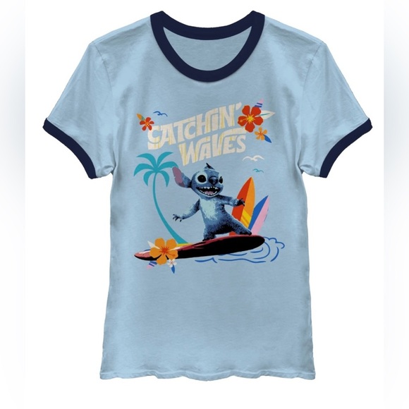 Disney Stitch, Graphic Ringer Tee, Women's - Picture 1 of 5